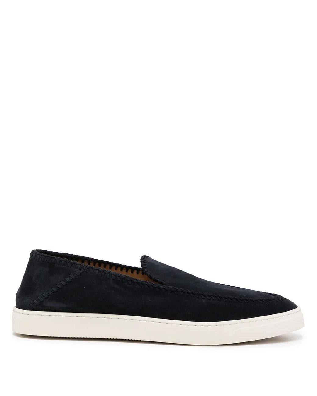 Giorgio Armani Black Leather Slip-On Sneakers for men