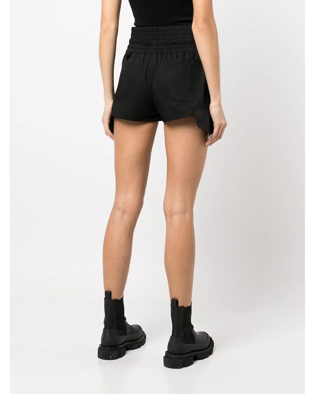 Monse Black Smocked-Detail Cargo Shorts