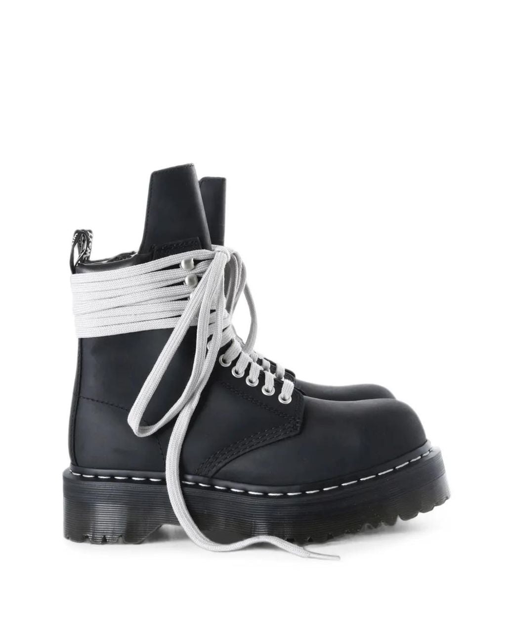 Rick Owens Black Geometric-Tongue Steel-Toe Boots