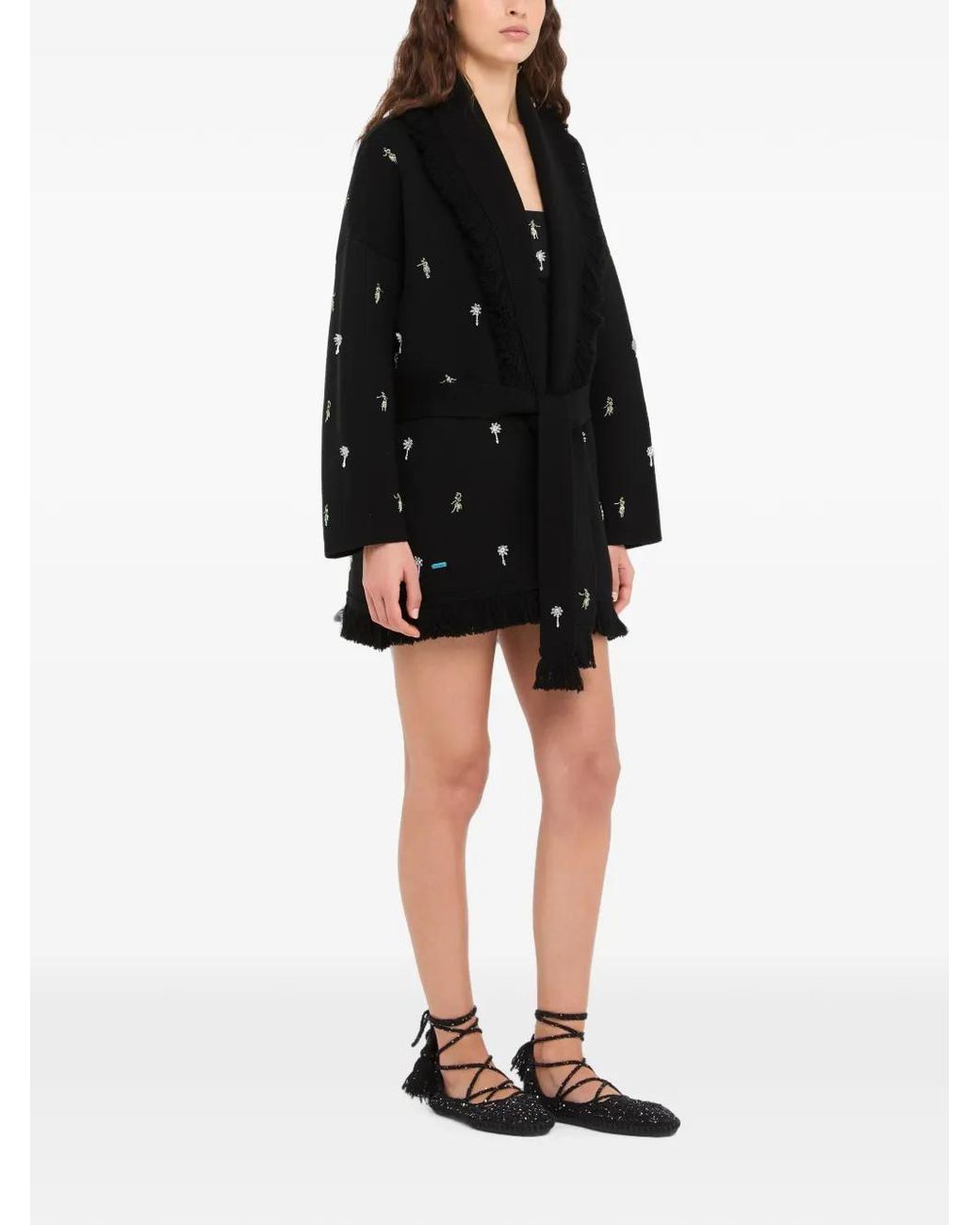 Alanui Black Dance With Me Fringed Cardigan