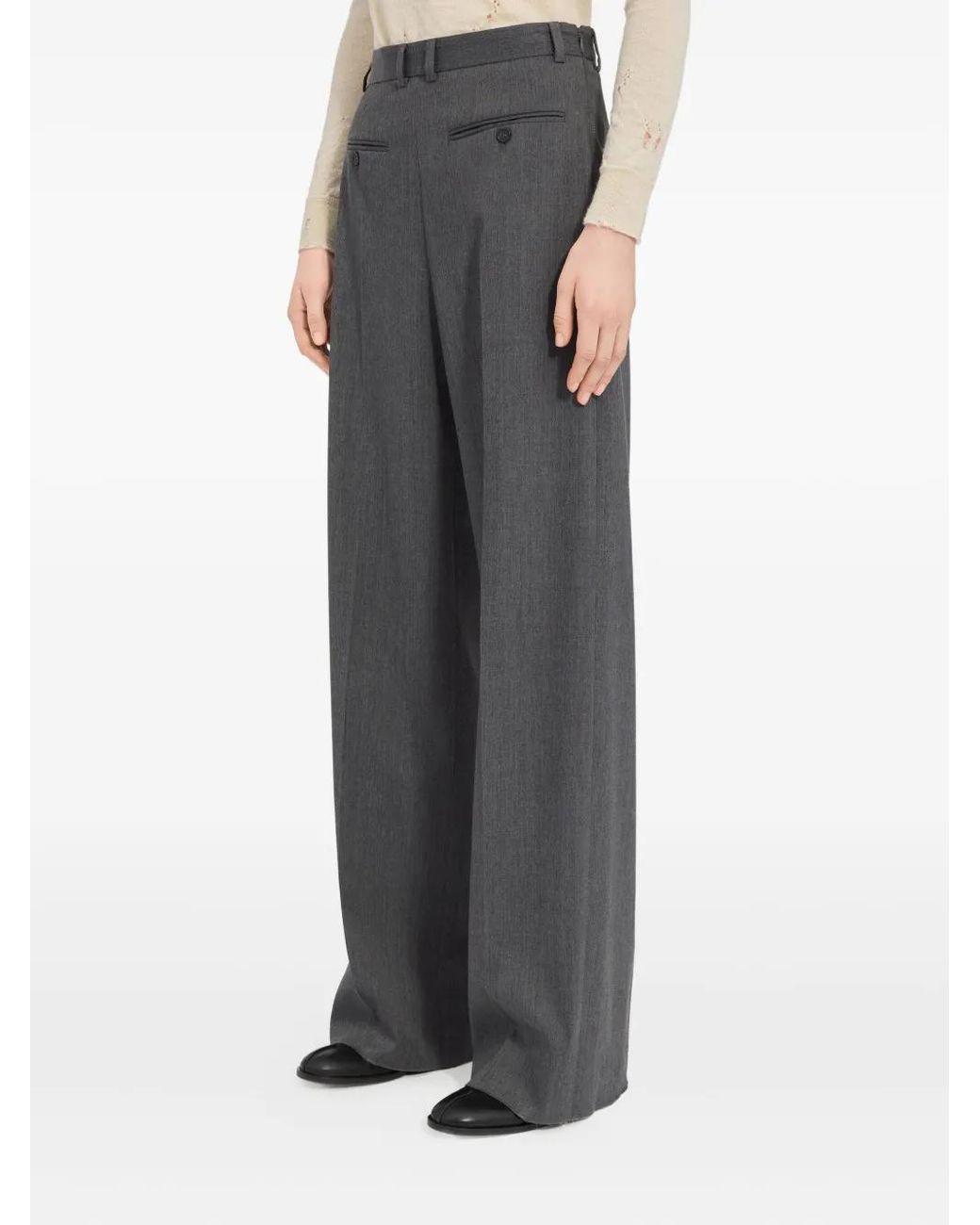 MM6 by Maison Margiela Gray Wide-Leg Trousers With High Waist