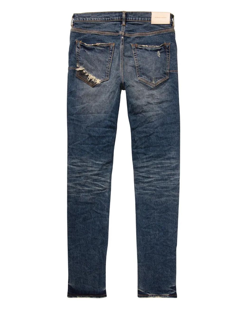 Purple Brand Blue Patch-Detail Low-Rise Skinny Jeans for men