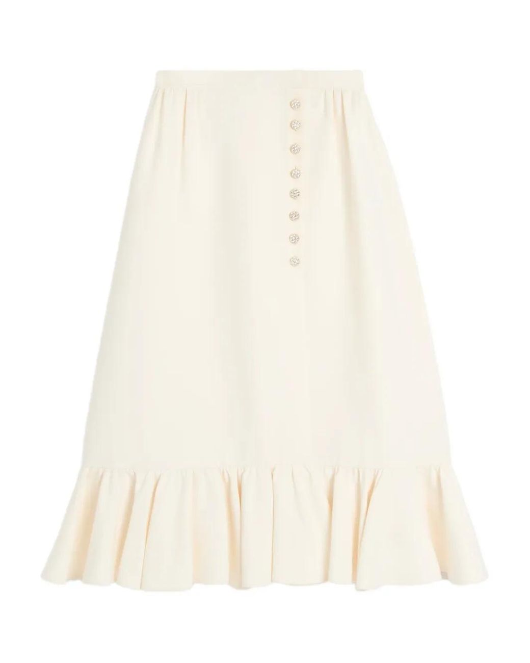 Valentino Garavani White Crepe Midi Skirt
