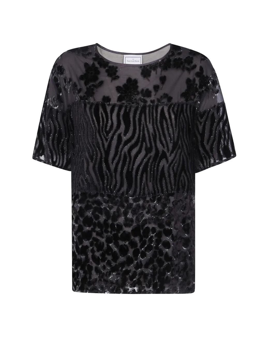 Pierre Louis Mascia Black Patchwork Devoré-Effect T-Shirt