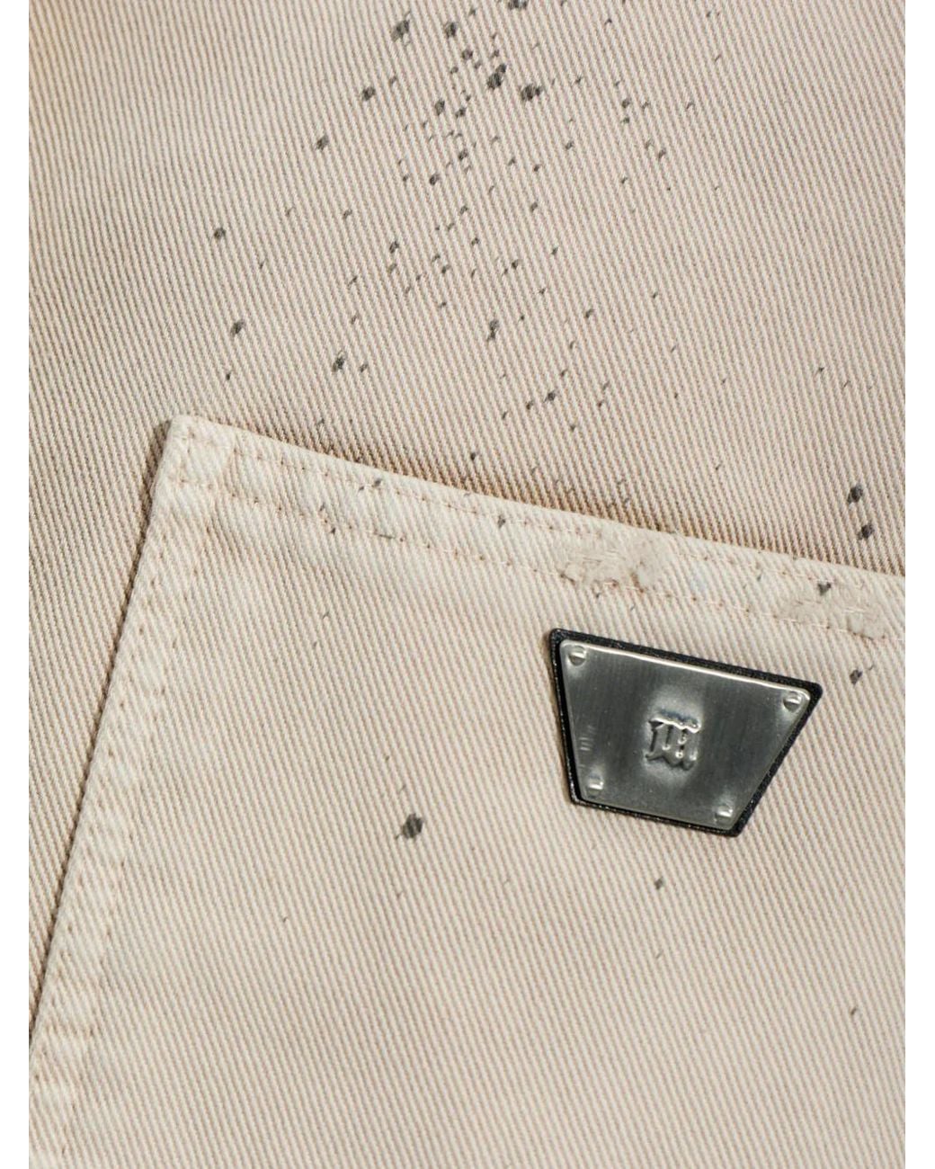M I S B H V Natural Marfa Paint-Splatter Distressed Denim Jacket for men