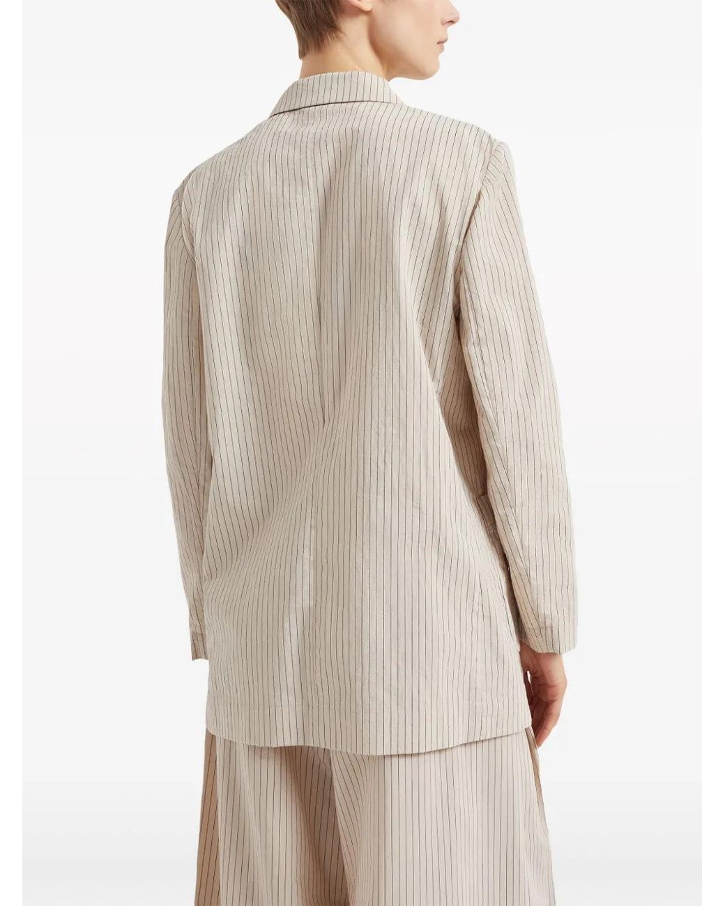 Brunello Cucinelli Natural Striped Double-Breasted Blazer