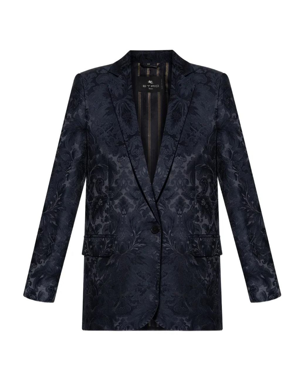 Blazer Con Botones Y Motivo Floral Etro de color Blue
