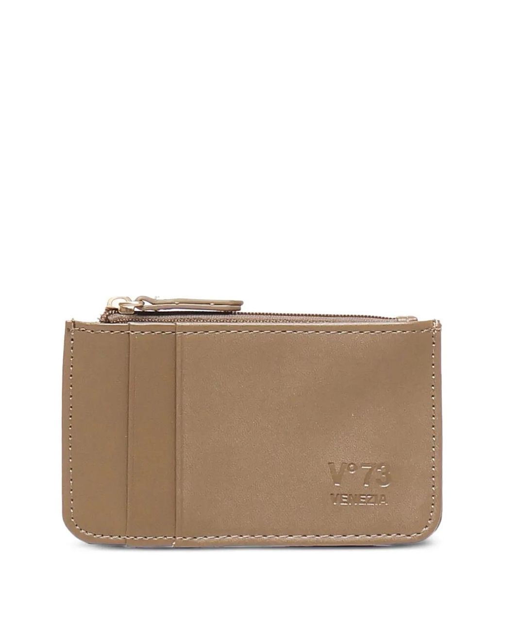 V73 Natural Zip-Around Logo Wallet