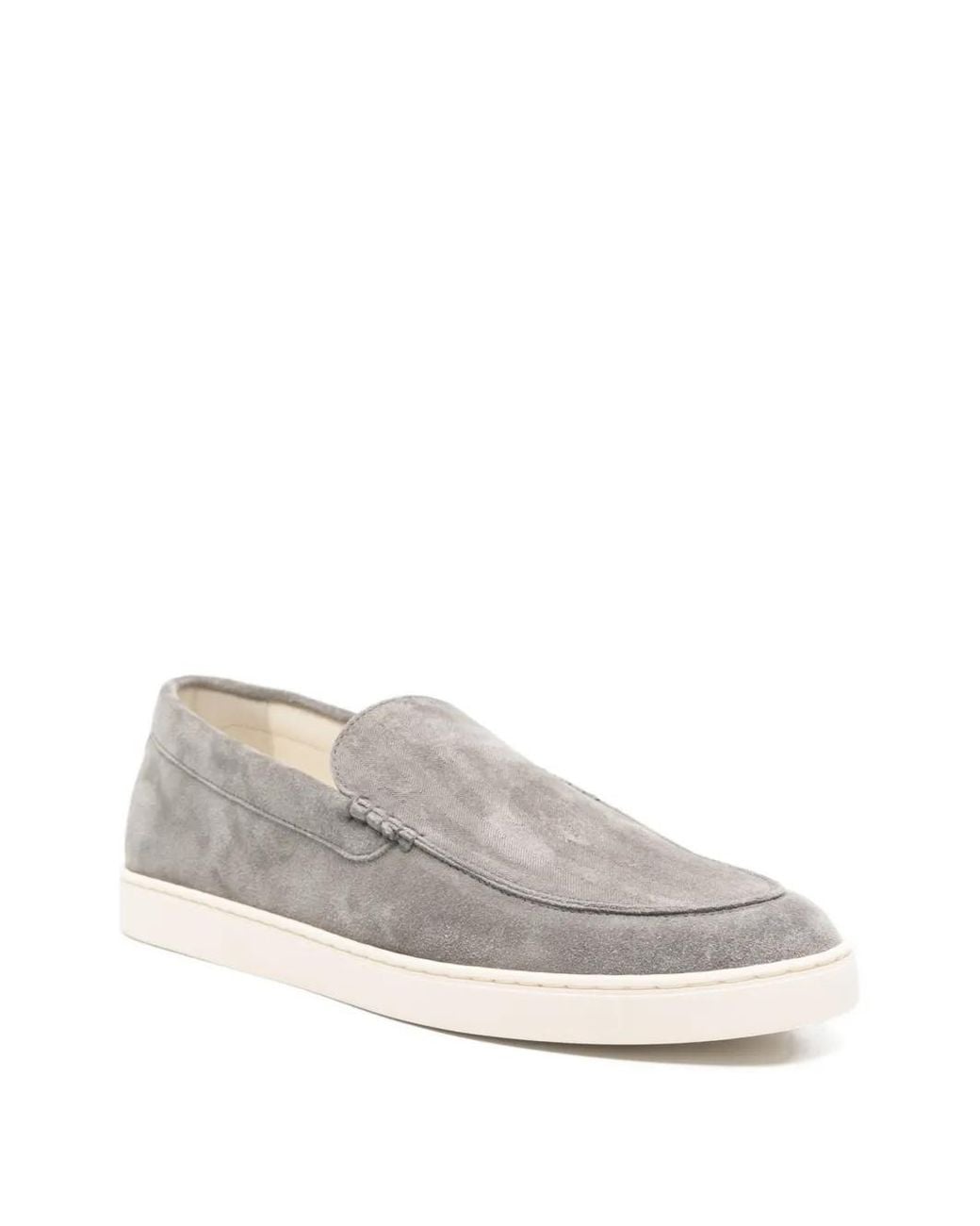 Brunello Cucinelli White Chevron-Effect Suede Slip-Ons For for men