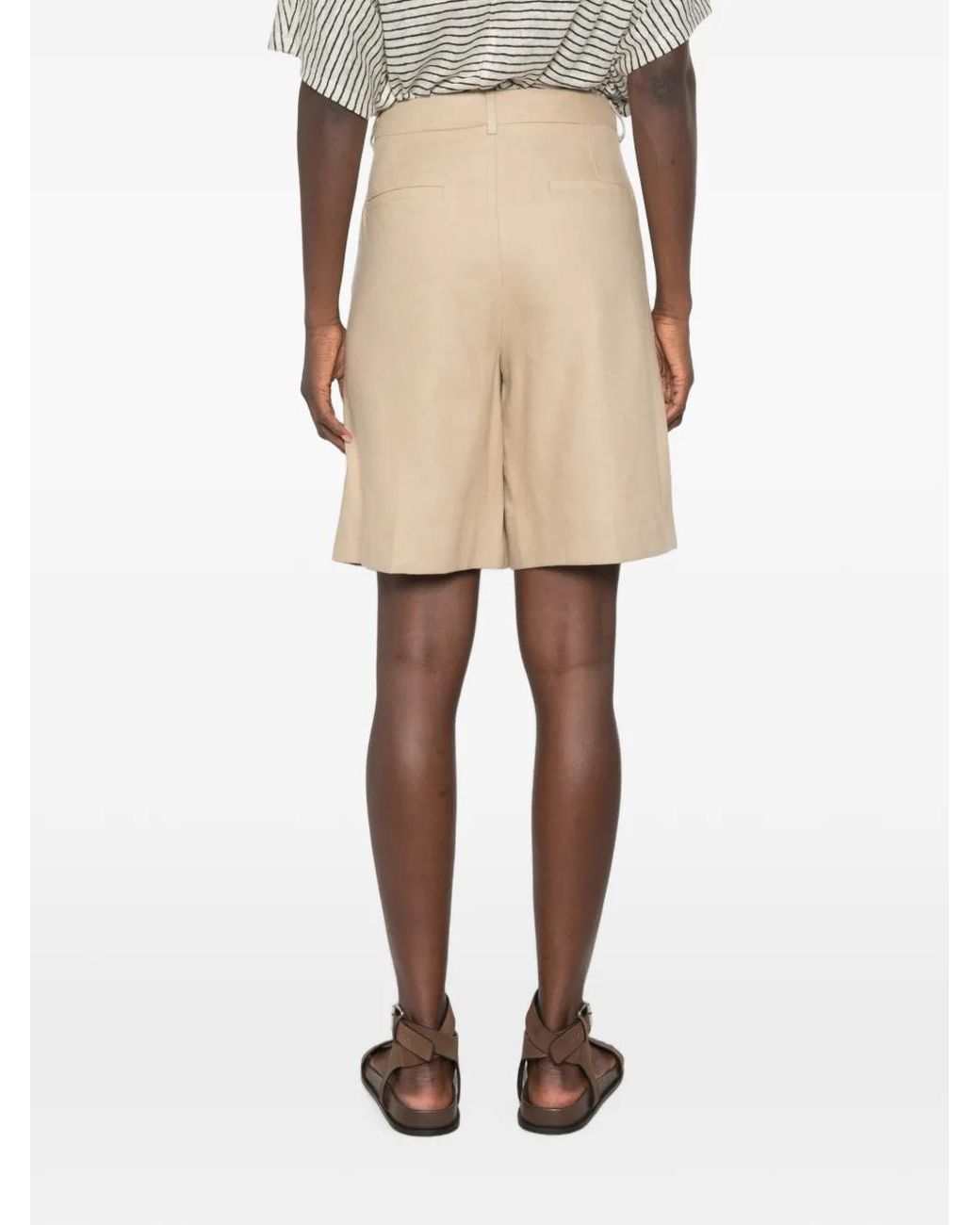 iBlues Natural Pleated Twill Shorts