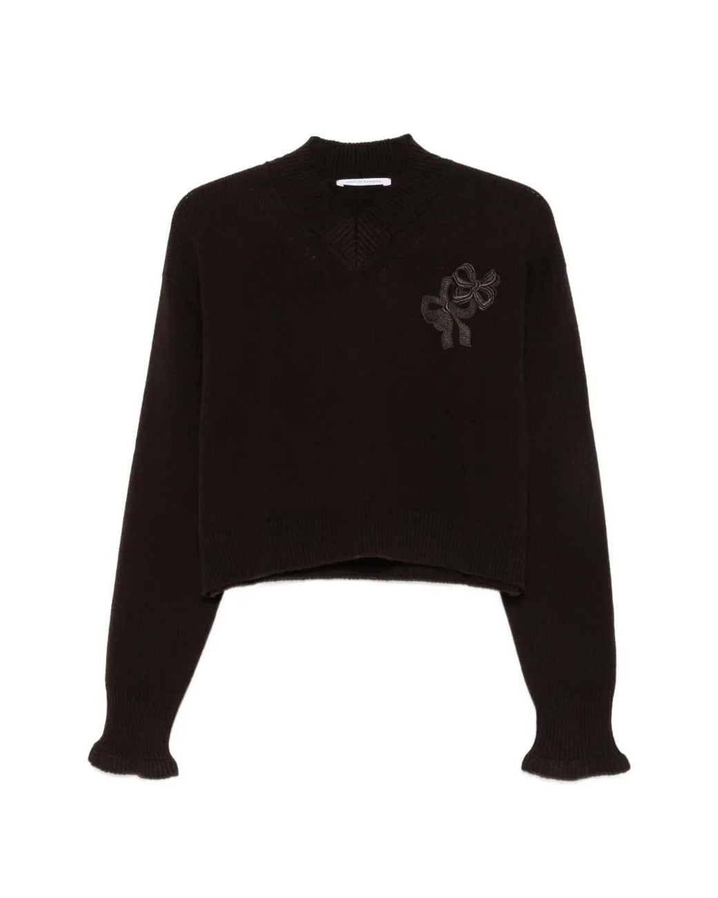 CECILIE BAHNSEN Black Drusilla Bow-Appliqué Knit