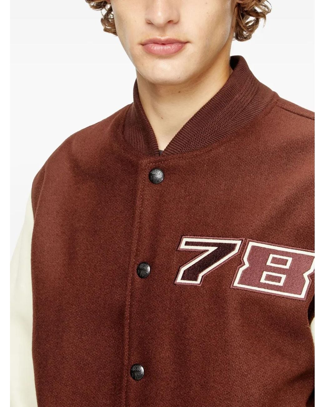 DIESEL Brown L-Kopf Wool-Blend Varsity Jacket for men