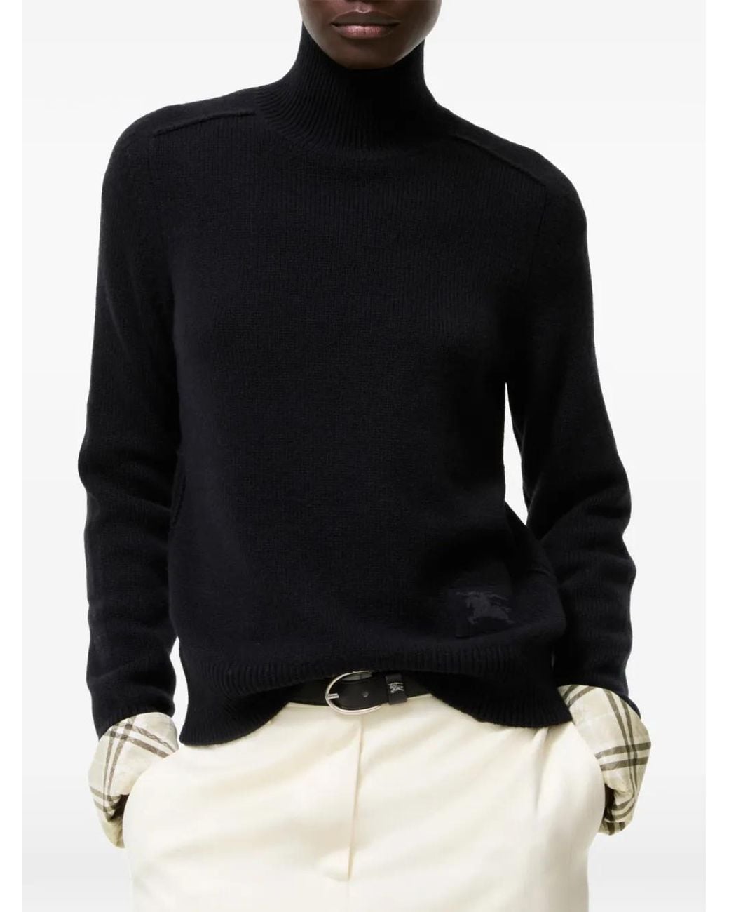 Burberry Black Pull En Cachemire À Col Roulé