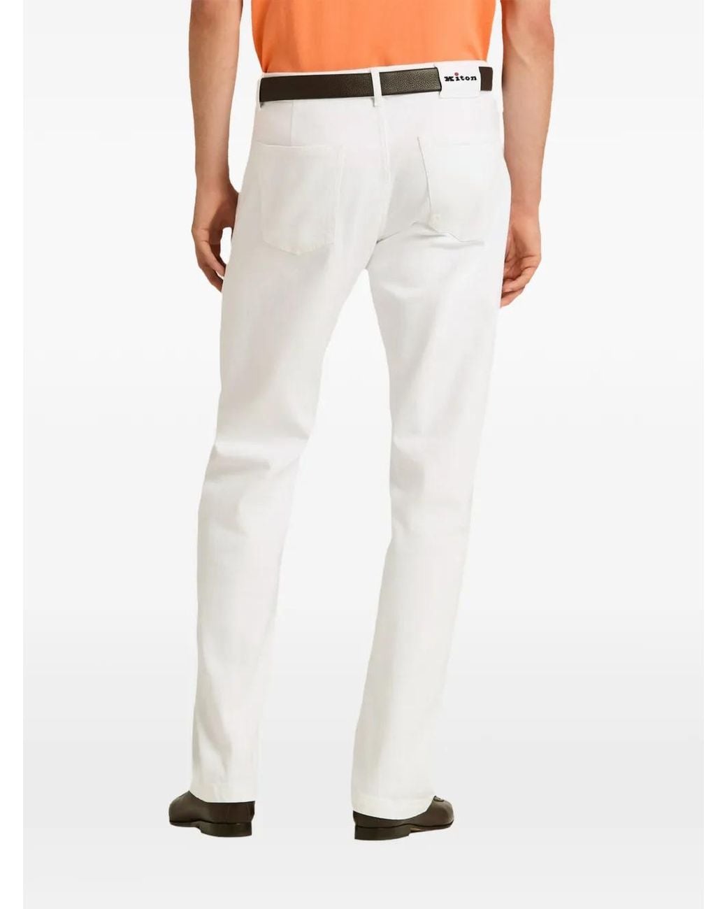 Kiton White Five-Pocket Straight-Leg Jeans for men
