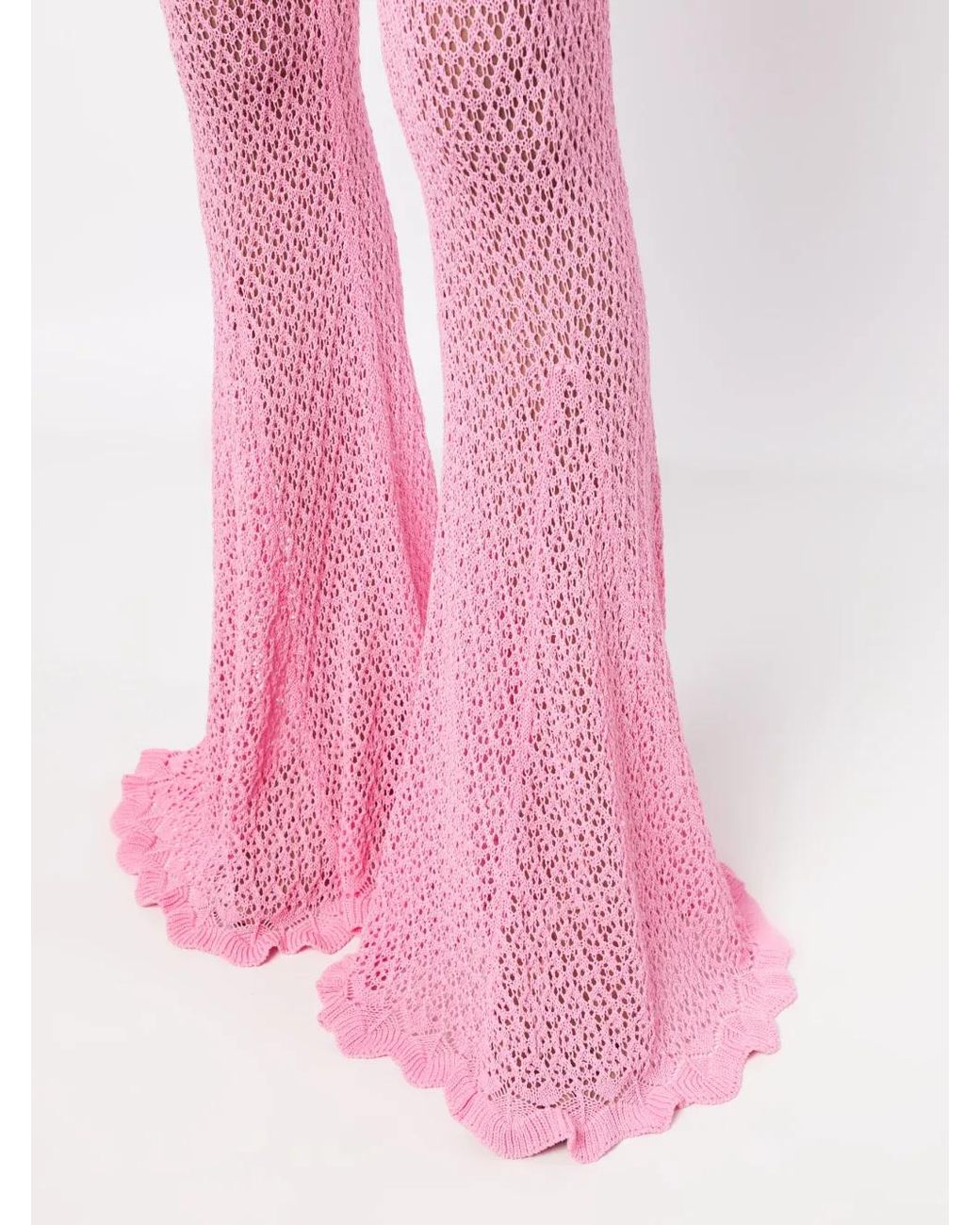 Blumarine Pink Knitted Flared Trousers
