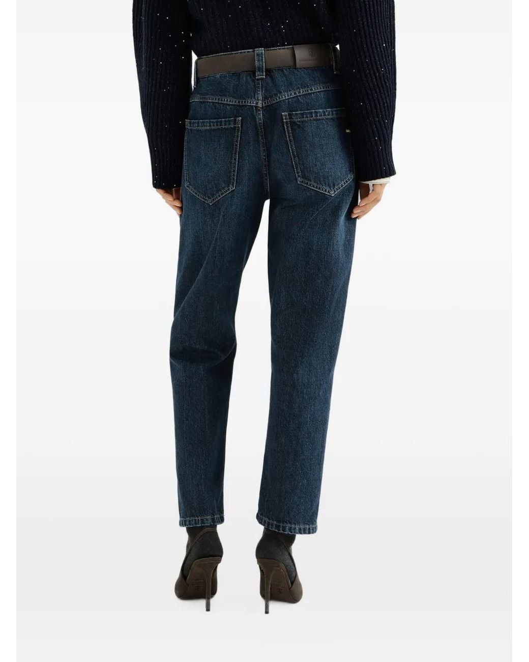 Brunello Cucinelli Blue Authentic Straight Jeans With Shiny Bartack