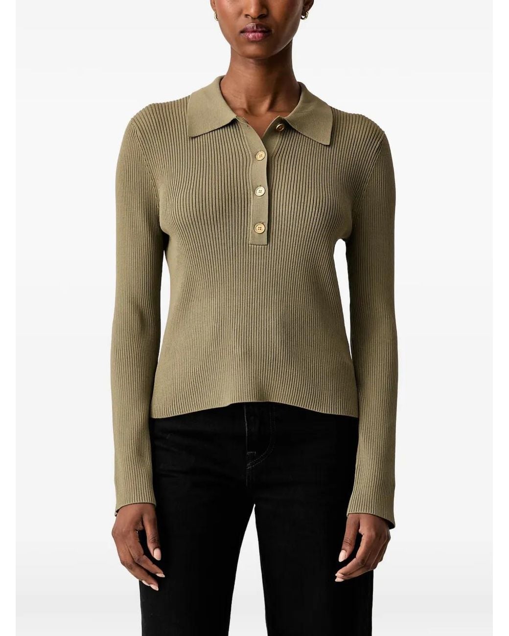 MICHAEL Michael Kors Green Ribbed-Knit Polo Sweater