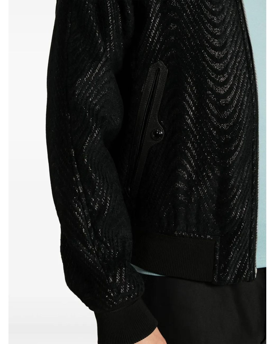 Tom Ford Black Wave Jacquard Bomber Jacket for men
