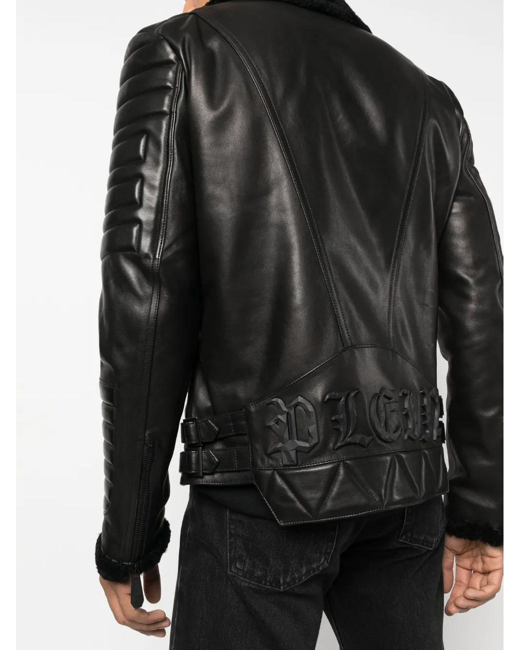 Philipp Plein Leren Jack in het Black voor heren