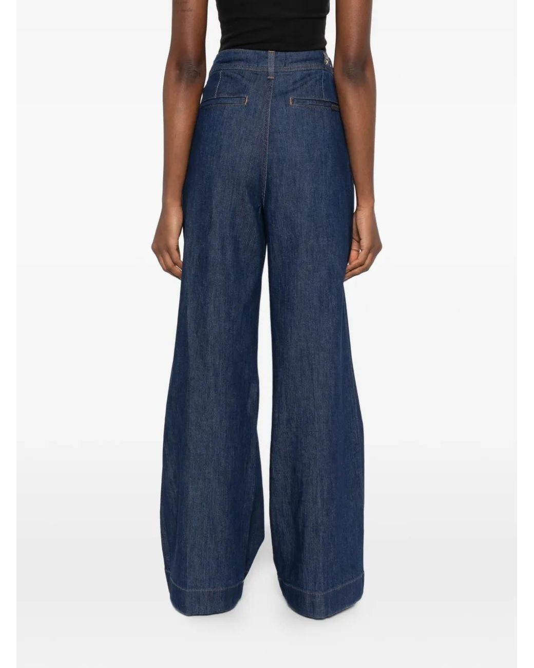 7 For All Mankind Blue Pleated Jeans