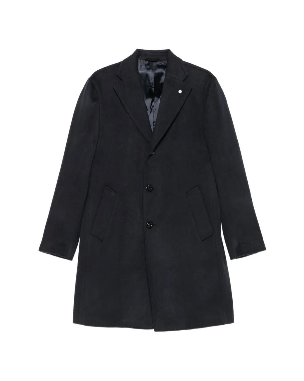 Luigi Bianchi Blue Single-Breasted Notched-Lapel Coat for men