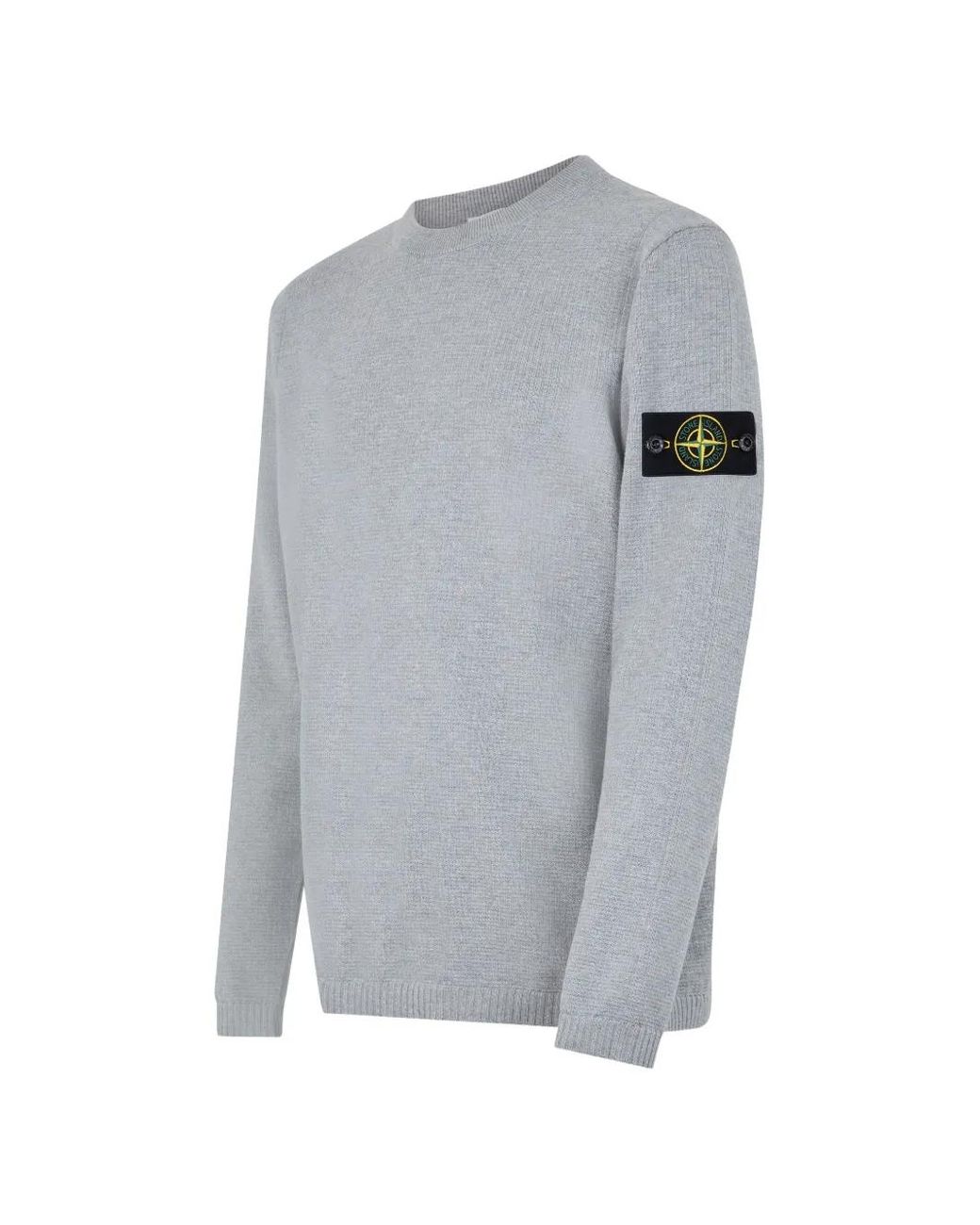 Stone Island Gray Compass-Patch Crew-Neck Sweater for men