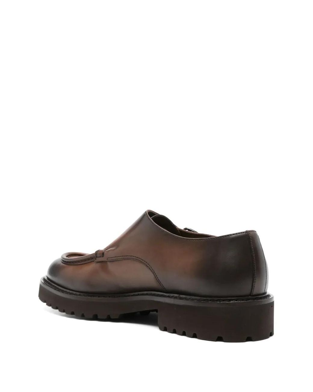 Doucal's Brown Double-Buckle Monk Shoes for men