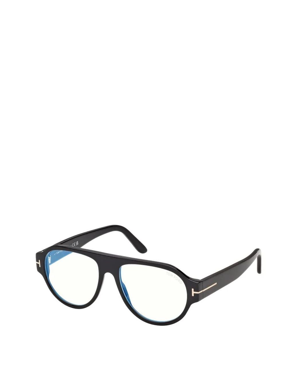 Tom Ford Black Tortoiseshell-Effect Pilot-Frame Glasses for men