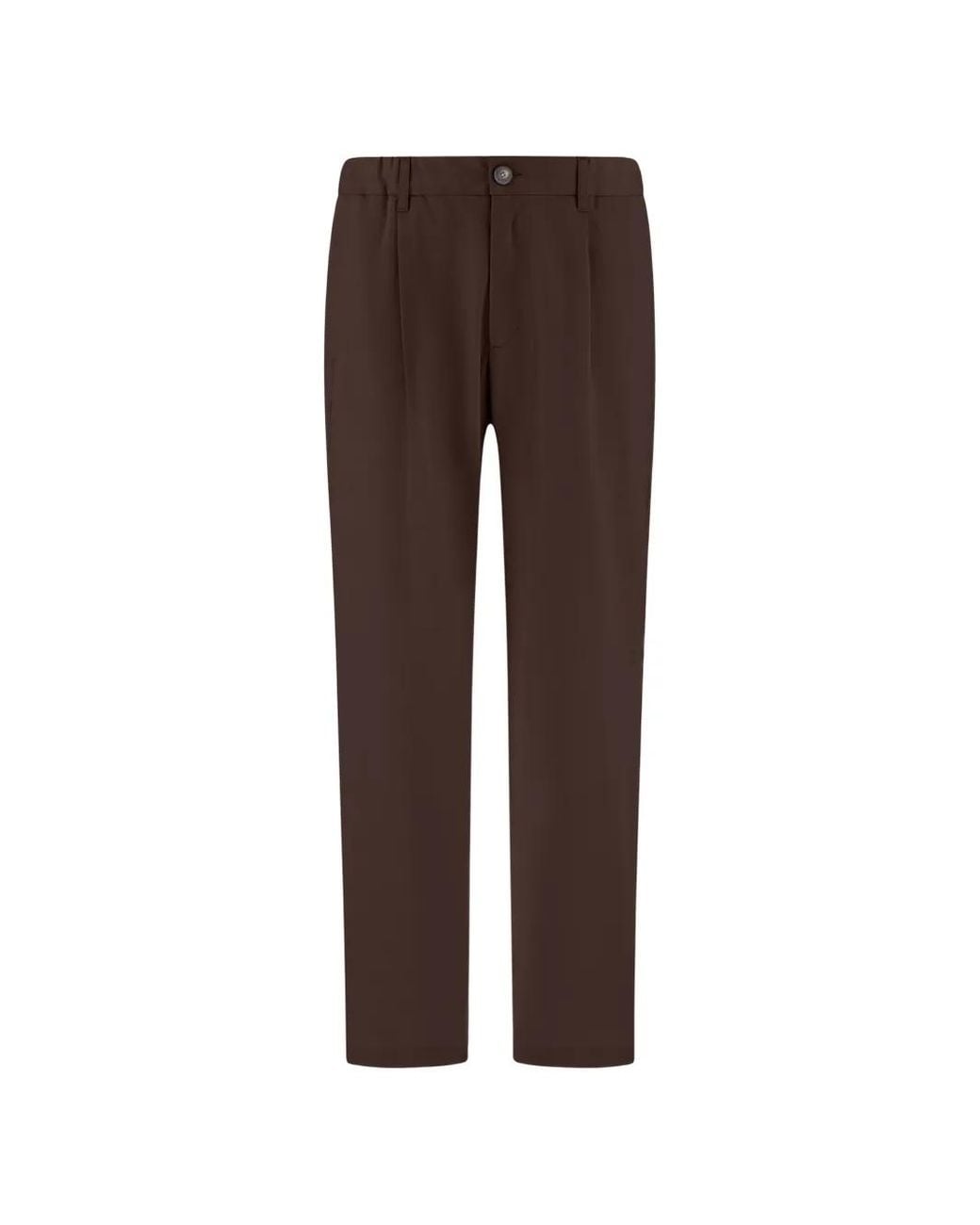 Herno Brown Pleat-Detail Trousers for men