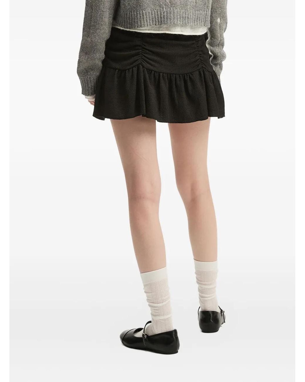 B+ AB Black Ruffle-Hem Mini Skirt