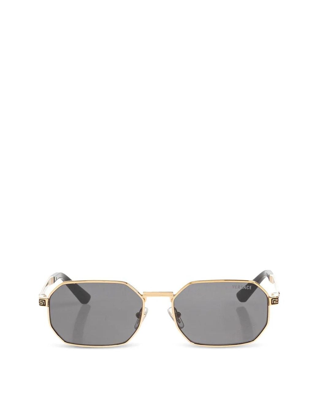 Versace Gray Greca-Detail Geometric-Frame Sunglasses for men