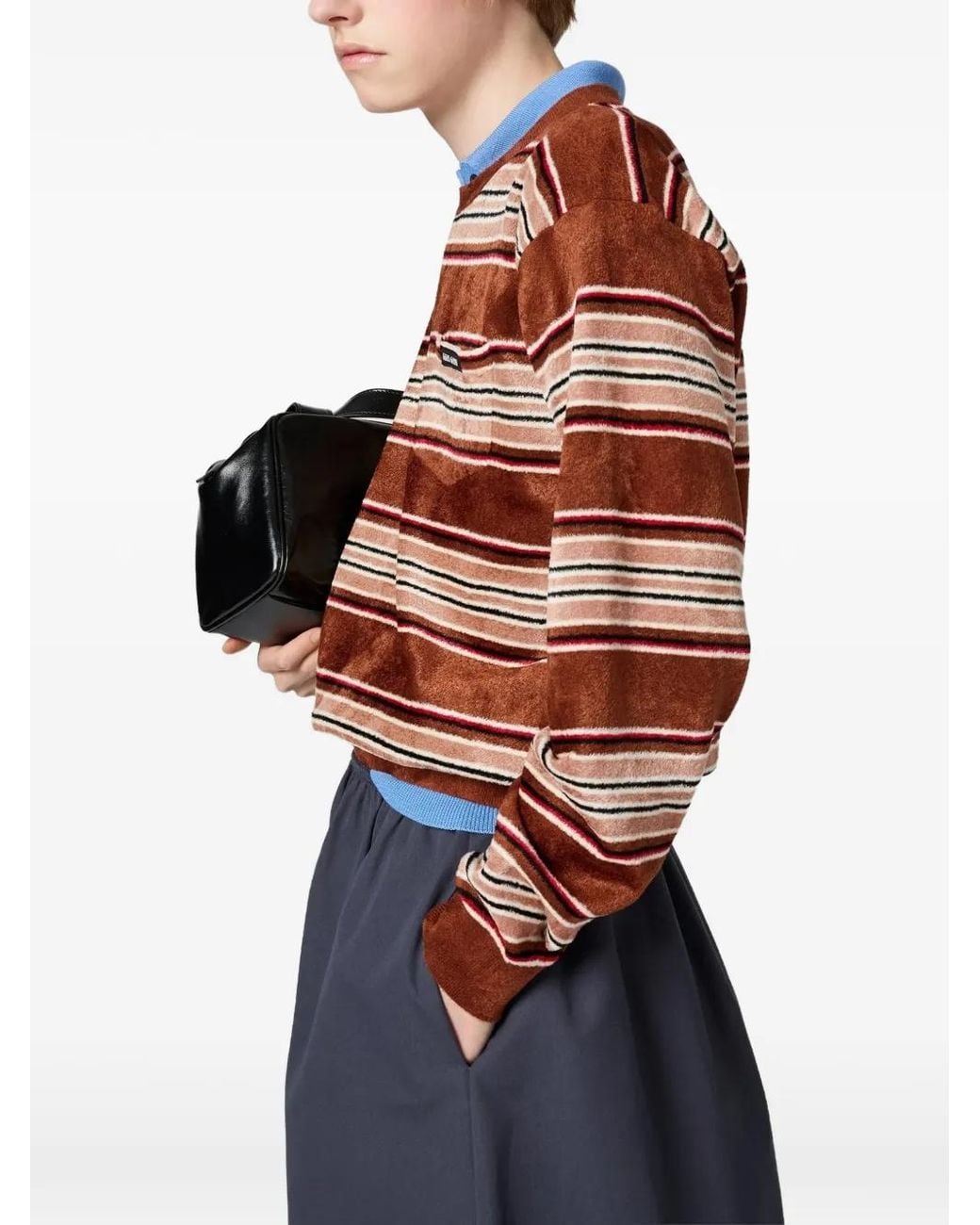Miu Miu Brown Striped Pocket Knitwear
