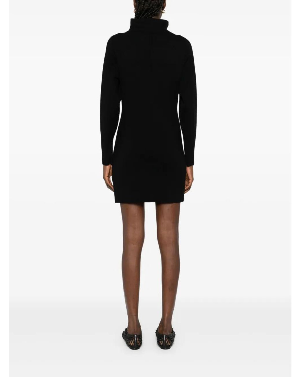 P.A.R.O.S.H. Black High-Neck Long-Sleeve Dress