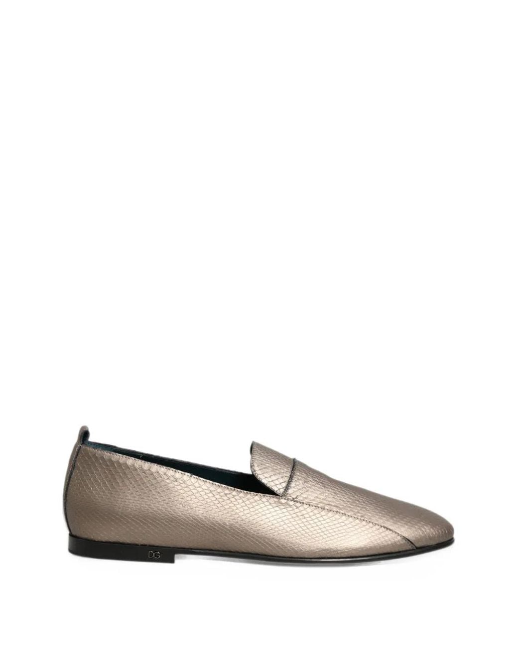 Dolce & Gabbana White Snakeskin-Effect Leather Loafers for men
