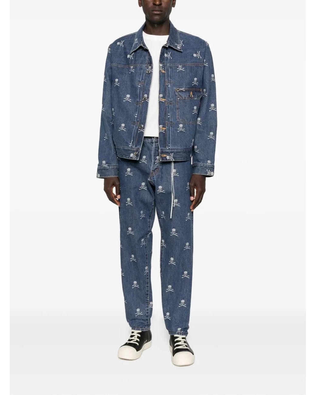 Mastermind Japan Blue Skull-Crossbones Denim Jacket for men