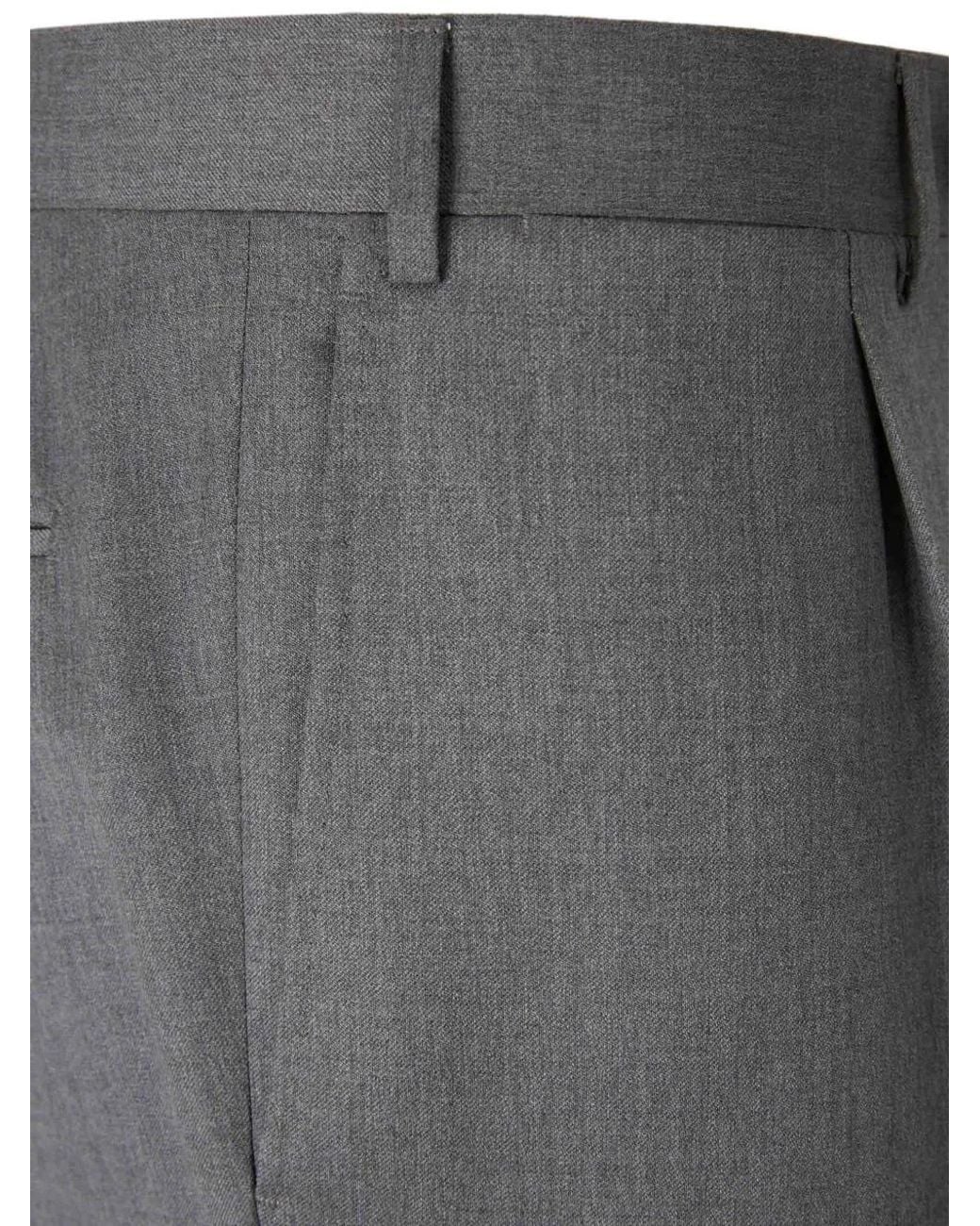 Canali Gray Belt Loops Wool Trousers for men