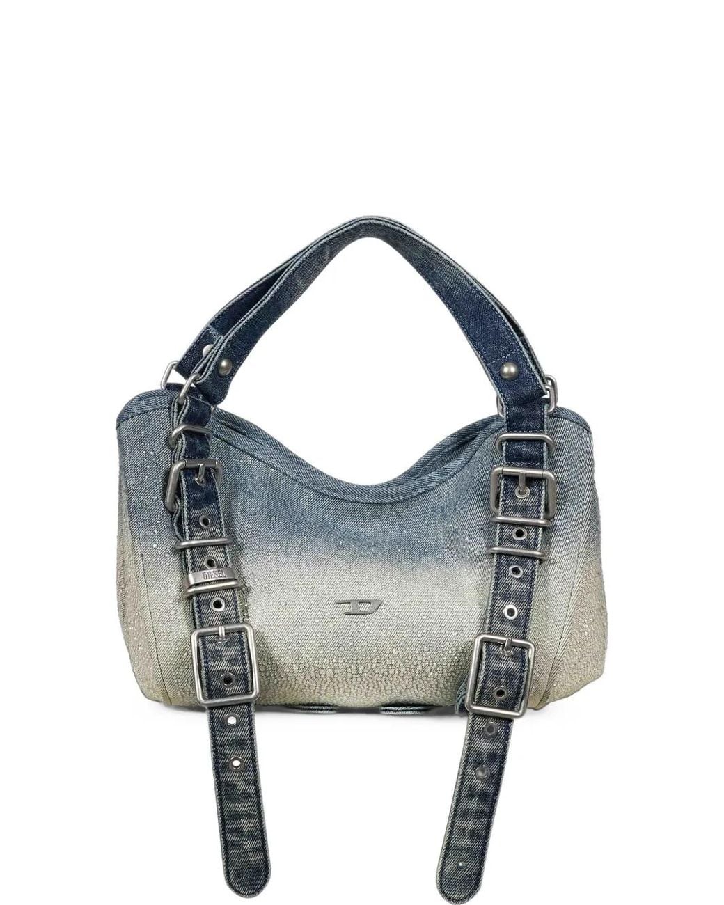 DIESEL Blue Petit Sac À Main D-One En Jean À Ornements En Cristal Solarisé