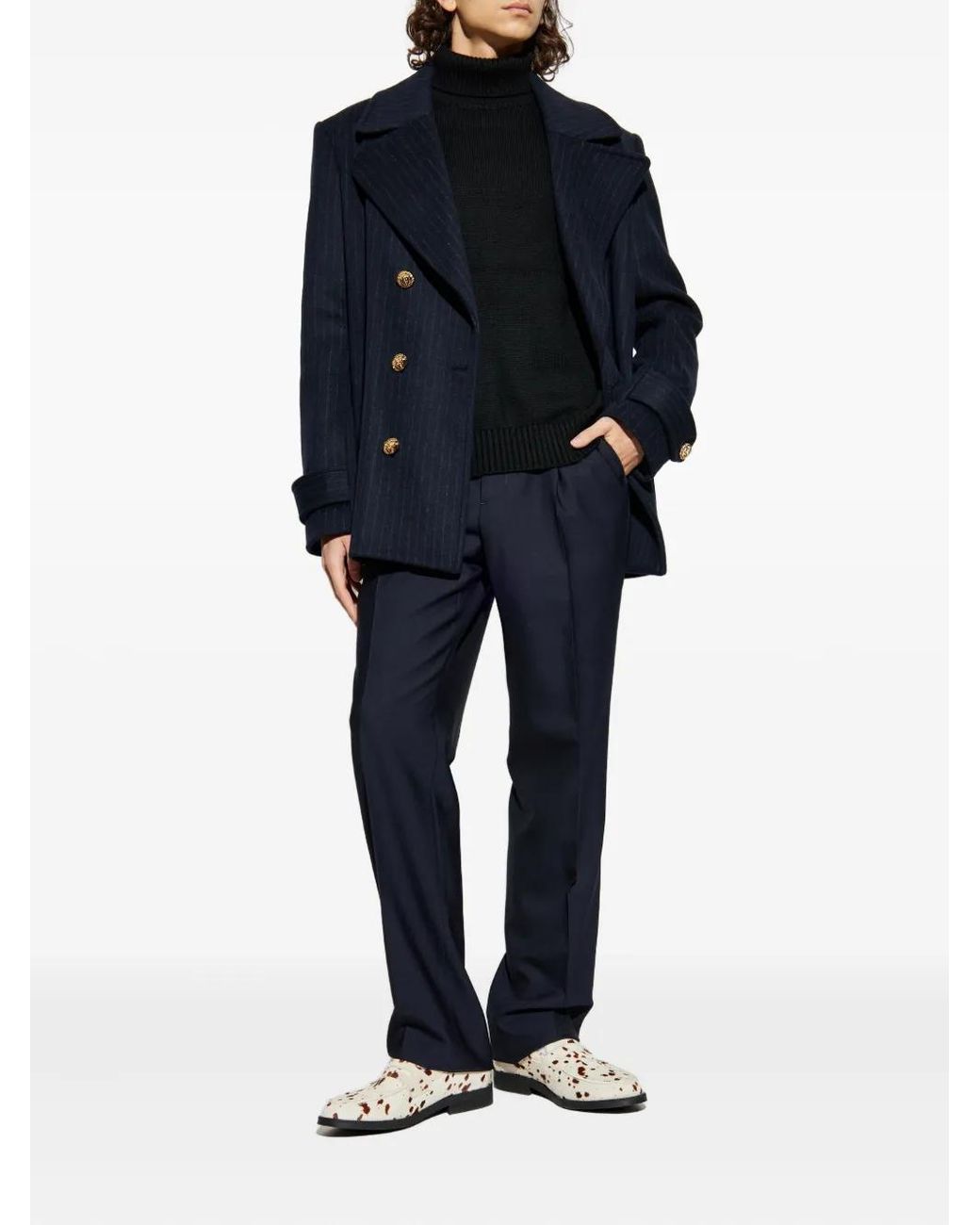 Etro Blue Darted Wool Trousers for men
