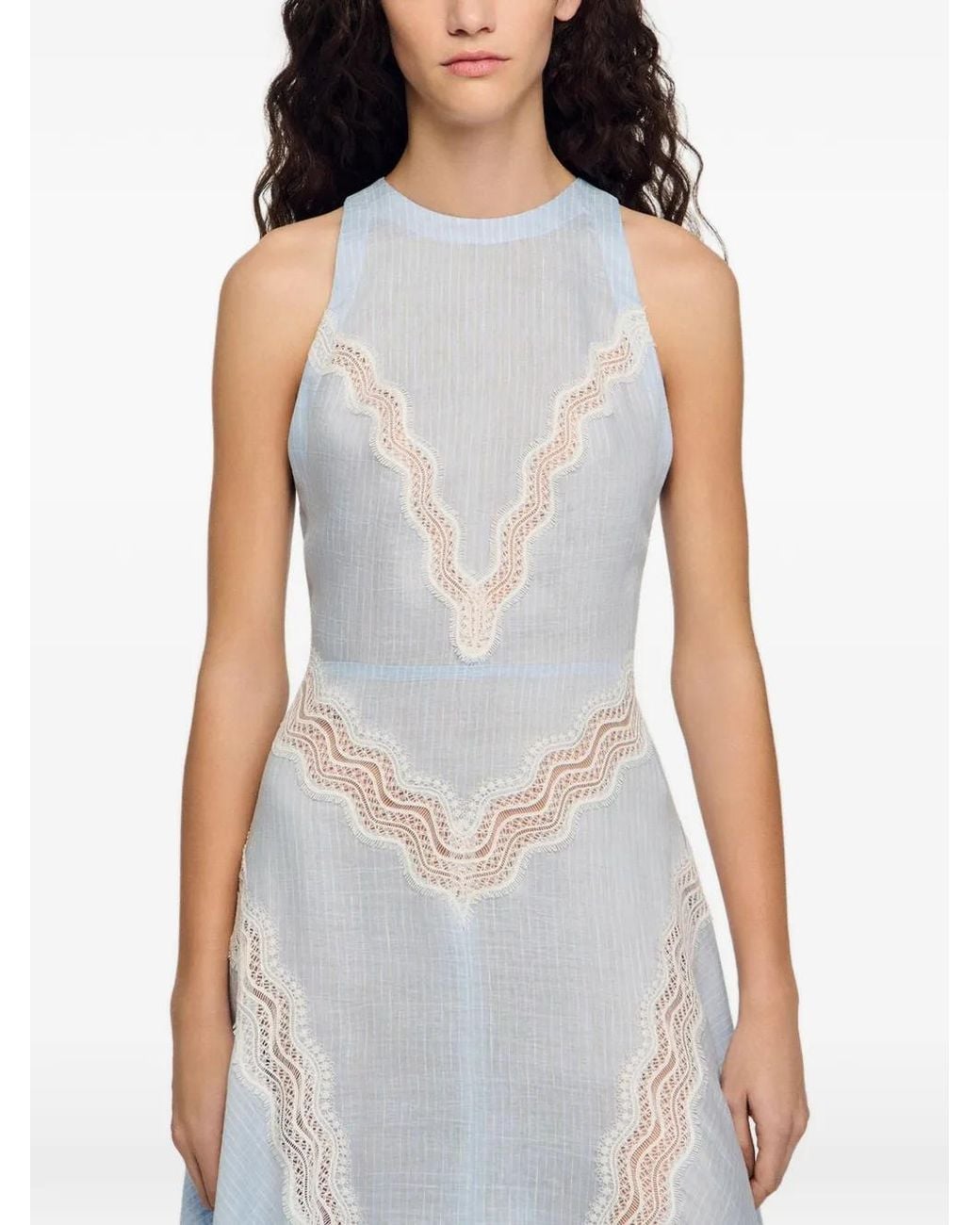 Sandro White Maxi Dress With Lace Details