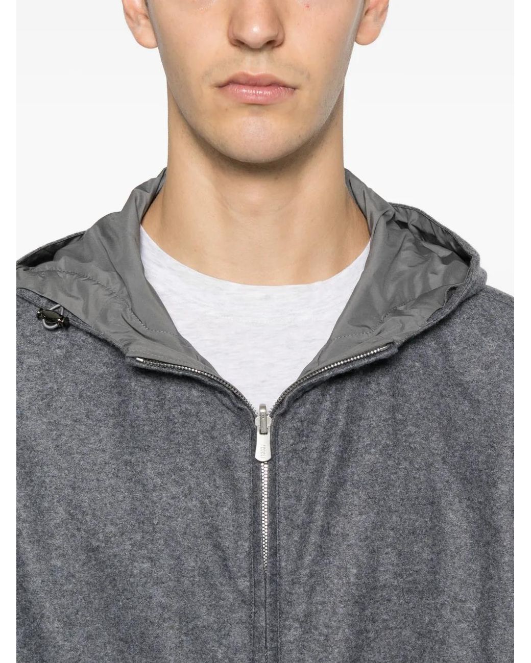Fedeli Gray Start Zip-Up Hoodie for men