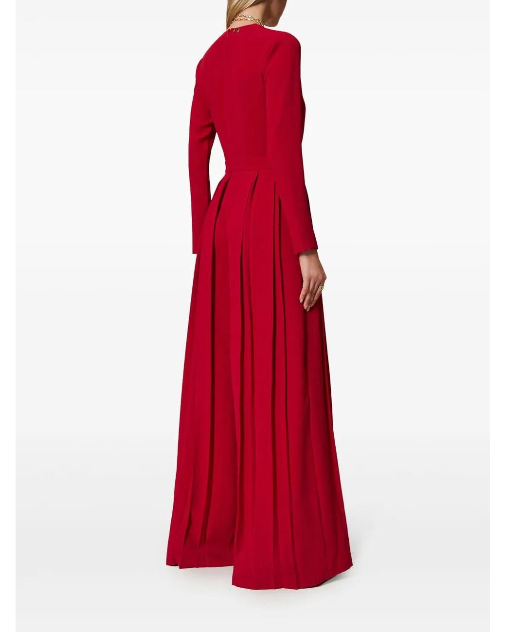 Twinset Red Pleated Jumpsuit