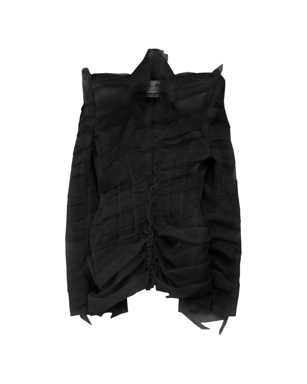 MATIERES FECALES Black Pleated Asymmetrical Jacket
