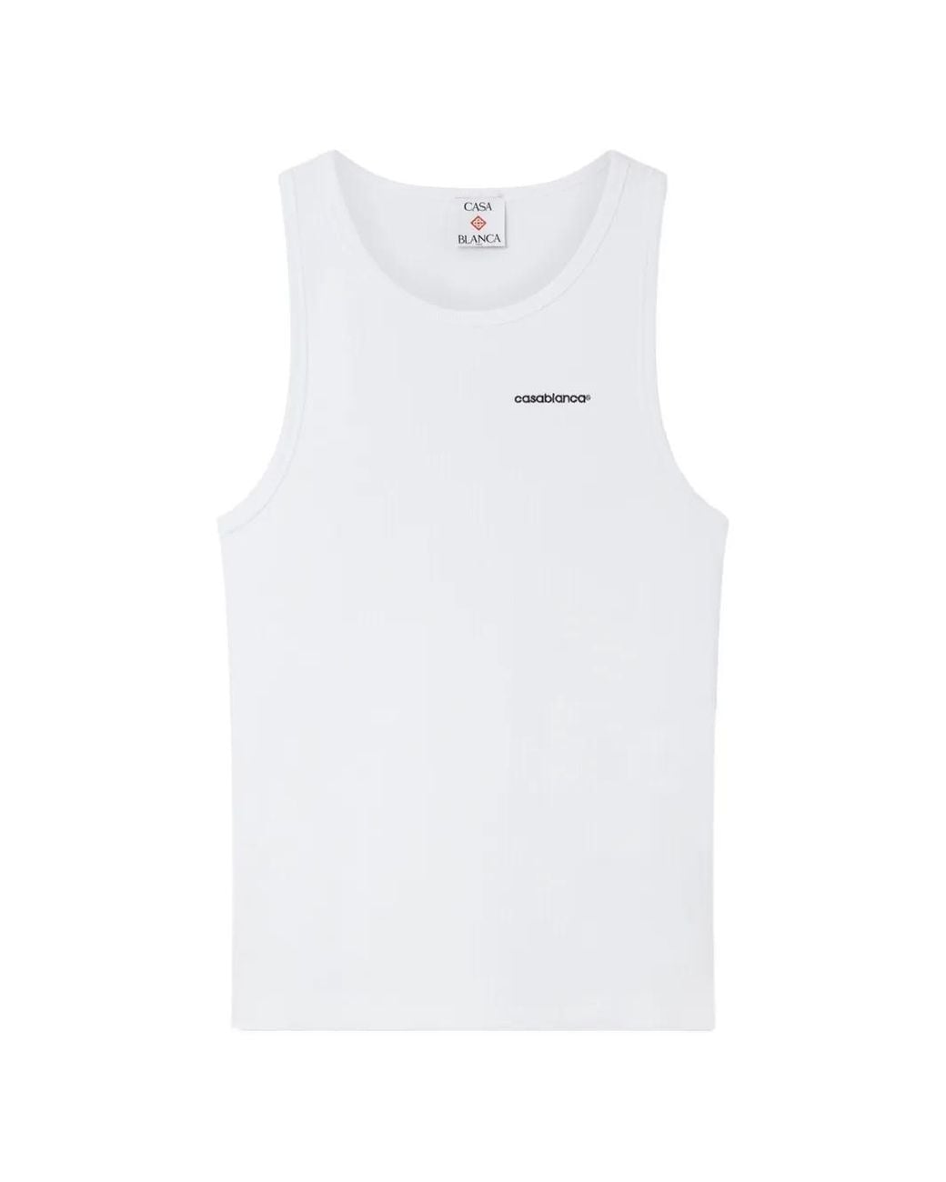 Casablanca White Embroidered-Logo Ribbed Tank Top for men