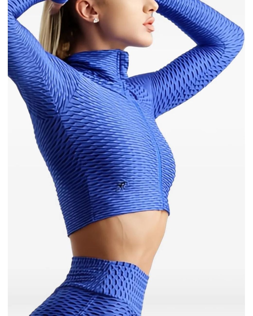 Tessitura Body Couture Blue 3D-Textured Cropped Top