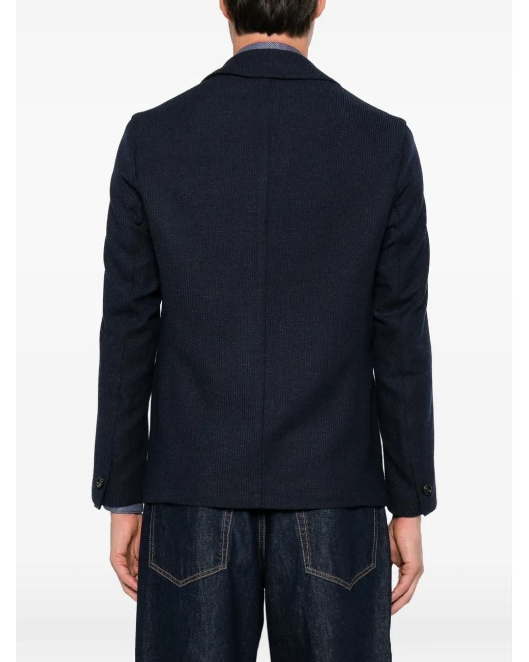 Carducci Blue Wool Single-Breasted Blazer for men