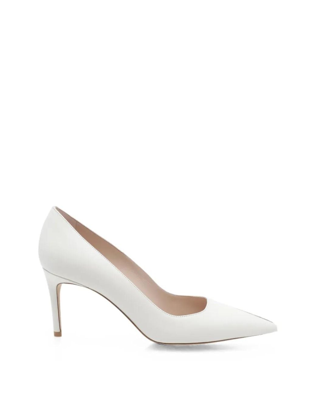 Stuart Weitzman White Stuart Power Pointed-Toe Pumps
