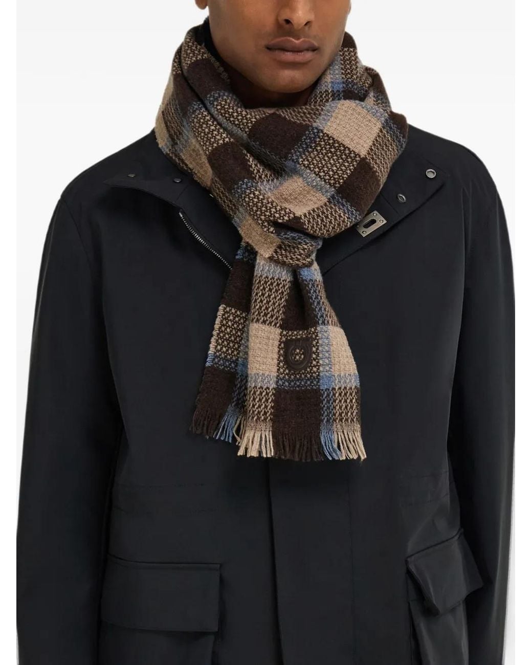 Ferragamo Brown Cashmere-Blend Scarf for men