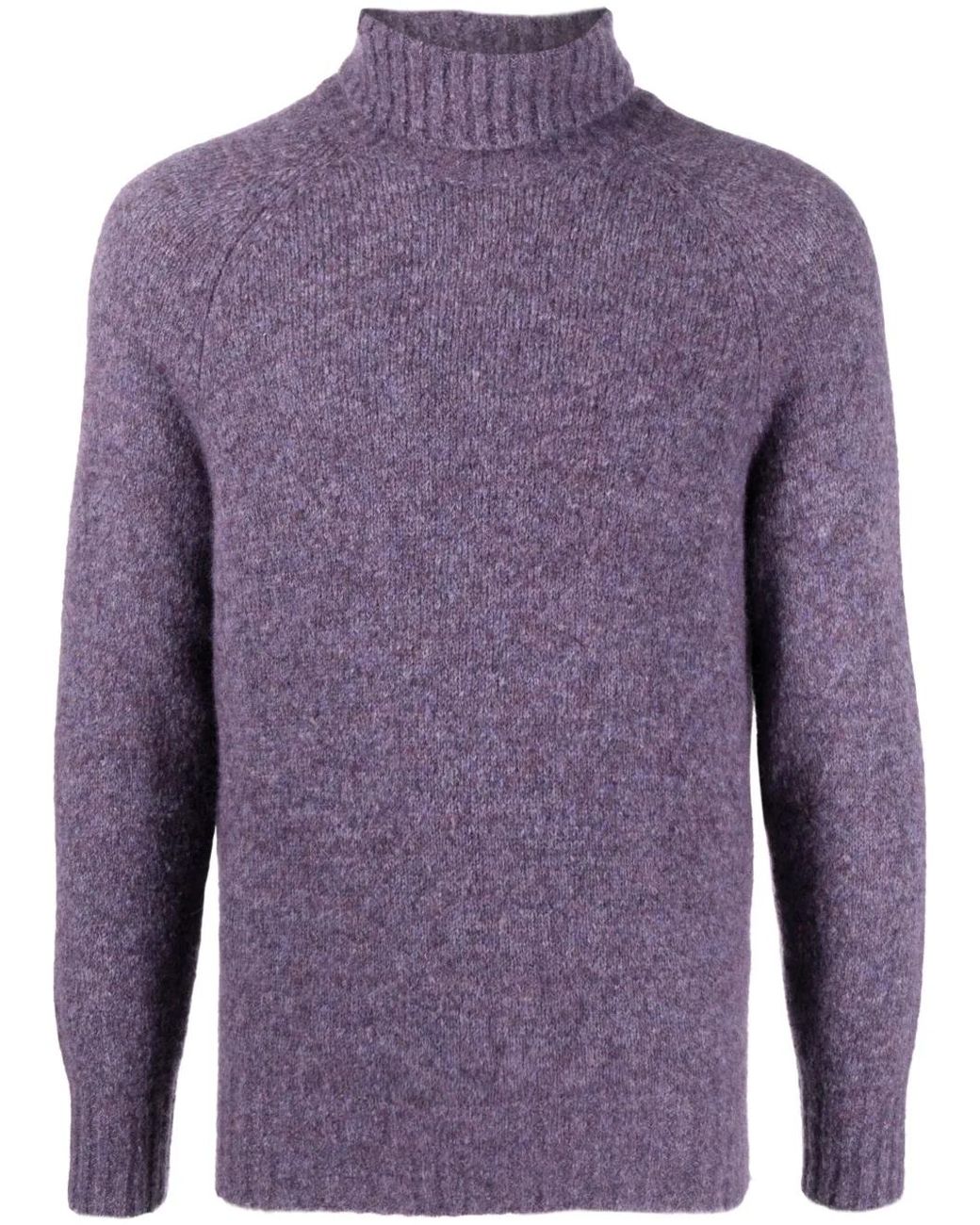 Brunello Cucinelli Purple Funnel-Neck Knit Sweatshirt for men