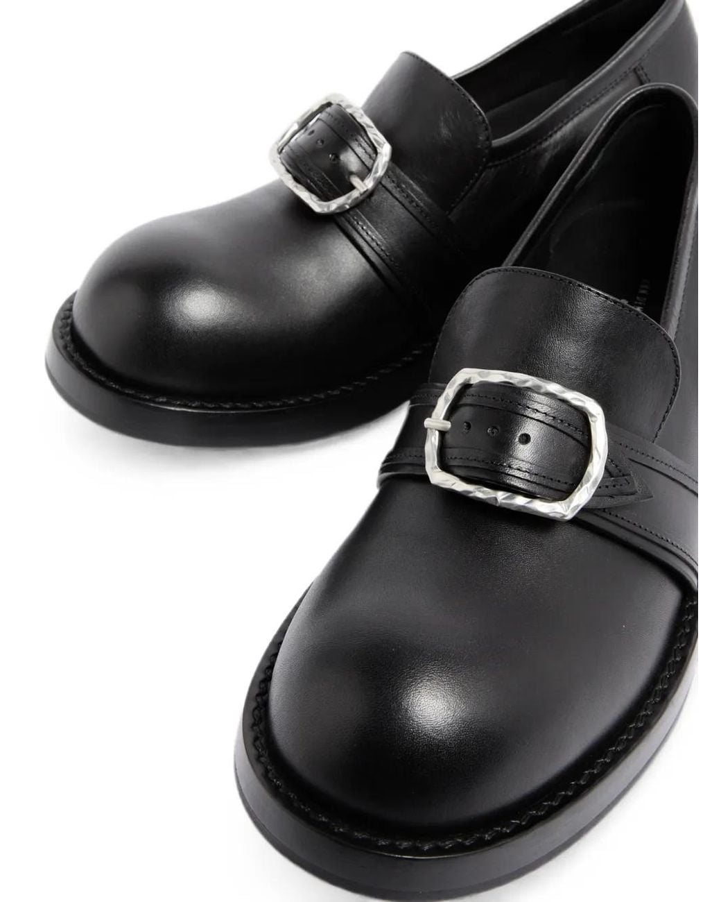 Ann Demeulemeester Black Buckle-Fastening Leather Loafers