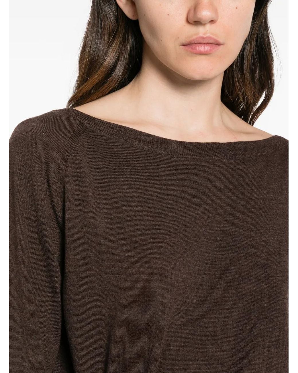 Mc2 Saint Barth Brown Boat-Neck Raglan-Sleeve T-Shirt